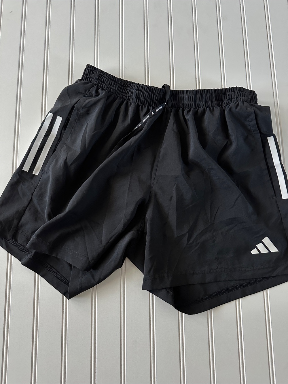 adidas Black Men's Athletic Shorts with White Stripe Accents